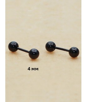 Серьги штанги черные из медицинской стали 4 мм