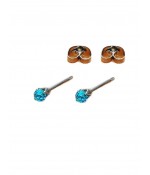 Серьги пусеты с голубым цирконом из медицинской стали