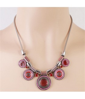 Колье с эмалью розовое