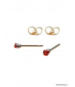 Серьги пусеты с красным цирконом из медицинской стали