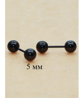 Серьги штанги черные из медицинской стали 5 мм