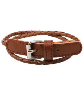 Браслет плетеный кожаный коричневый