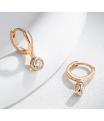 Серьги из медицинской стали с круглым цирконием позолоченные