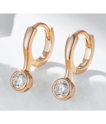 Серьги из медицинской стали с круглым цирконием позолоченные