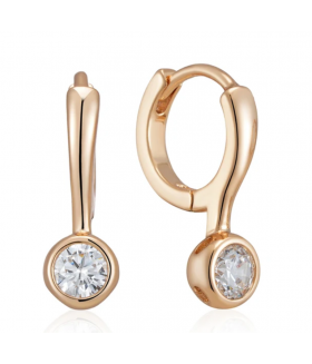 Серьги из медицинской стали с круглым цирконием позолоченные