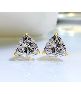 Серьги гвоздики позолоченные из медицинской стали с цирконом треугольники