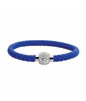 Браслет кожаный синий матовый