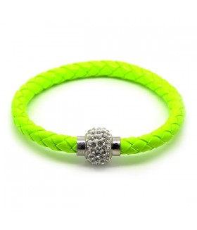 Браслет кожаный салатовый