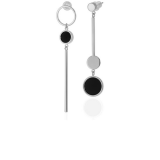 Серьги ассиметричные из медицинской стали с черными вставками