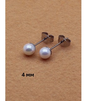 Серьги пусеты с жемчугом из медицинской стали 4 мм
