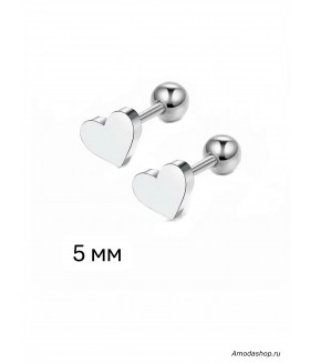 Серьги пусеты сердечки из медицинской стали 