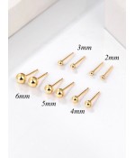 Серьги гвоздики золотистые 5 мм