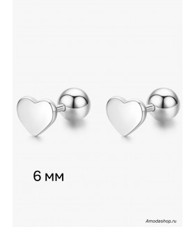 Серьги гвоздики сердечки из медицинской стали 