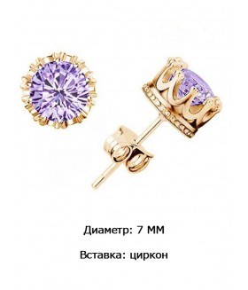 Серьги корона пусеты 7 мм