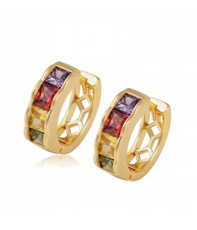 Серьги позолоченные кольца конго из медицинской стали с цирконами