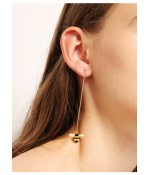 Серьги длинные цепочки позолоченные с эмалью из стали 