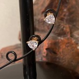 Серьги гвоздики позолоченные из медицинской стали с цирконом треугольники