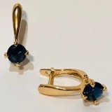 Серьги Мечта позолоченные из медицинской стали с синим цирконом