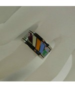 Кольцо с эмалью разноцветное из стали