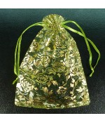 Мешочек подарочный из органзы 12х18 зелено-золотистый