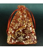 Мешочек подарочный из органзы 12х18 красно-золотистый