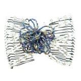 Заколка с двумя гребешками бело-синяя