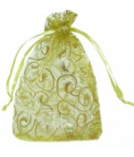 Мешочек подарочный из органзы 9х14,5 зелено-золотистый