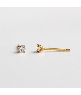 Серьги гвоздики маленькие позолоченные из медицинской стали с цирконом